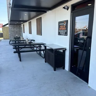 Portion of the outdoor seating area.