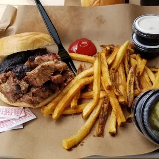 Moist brisket sandwich &amp; fresh cut fries.