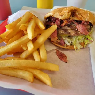 Pastrami Burger Combo, $14 and some change  (03/30/2023).