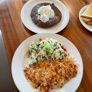 Garden Omelette and Blueberry Cakes