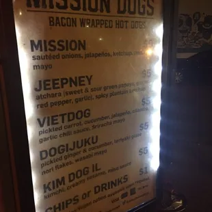 The menu