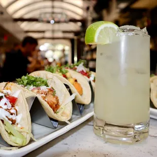 three tacos and a drink