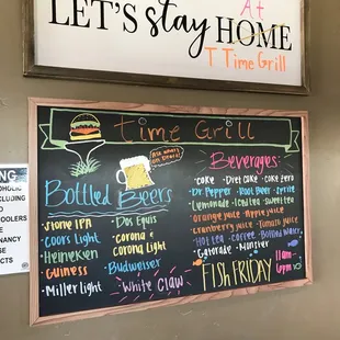 a chalk board with a menu on it