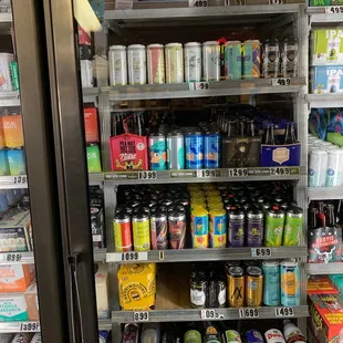 a variety of beverages on display