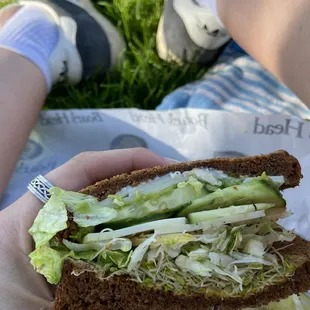 Vegetarian sandwich on squaw bread