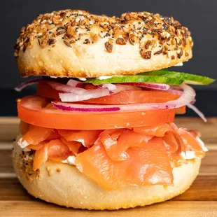 Salmon lox bagel