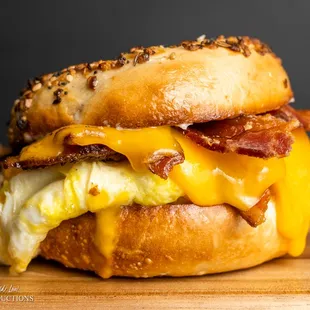 a bacon, egg, and cheese sandwich