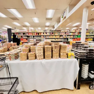 a large amount of food on display