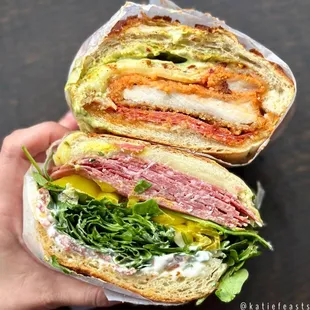 Spicy chicken parm (top), Raging Bull (bottom)