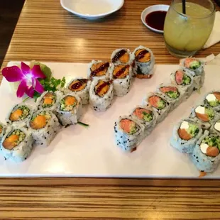 Spicy Salmon, Sweet Potato, Spicy Tuna, &amp; Philadelphia