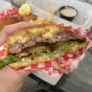 Inside wagyu beef burger