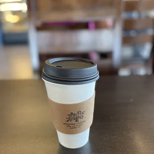 a cup of coffee on a table