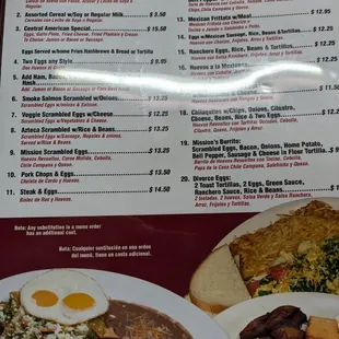 menu