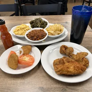 Fried chicken meal with sweet tea