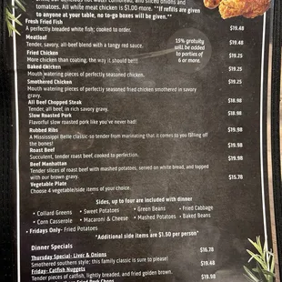 Dinner Menu
