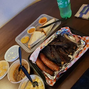 2 Way( Ribs/Links),Potatoe Salad and Baked Beans