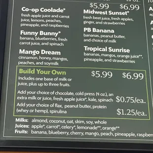 menu