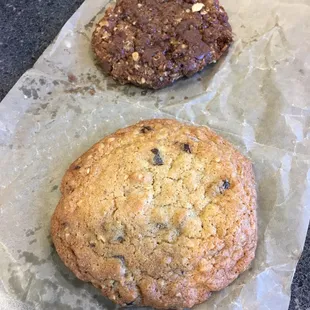 two cookies on wax paper