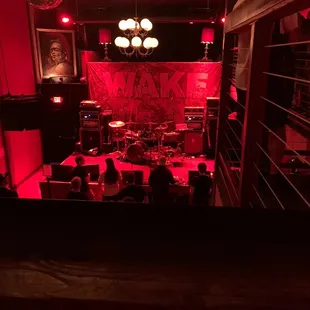 a view of the stage from the second floor