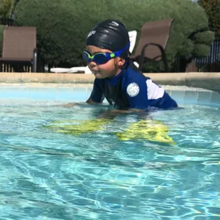 wetsuit, googles and fins all ready to go.