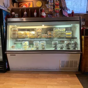 This bakery case only showcases part of their homemade goods.