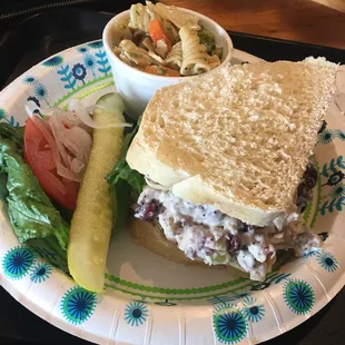 Chicken salad on sourdough  with pasta salad side