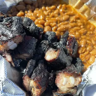 Rib tips and beans