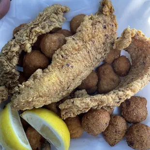Catfish and fried mushrooms