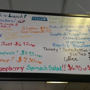 Lunch menu