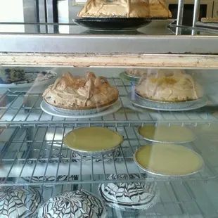 Butterscotch pie with meringue &amp; key lime.