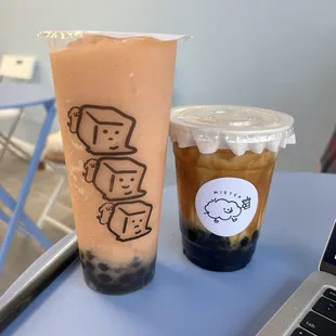 Grapefruit slush , brown sugar milk tea