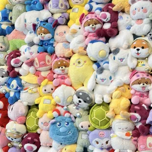 Photos wall with all the stuffed animals