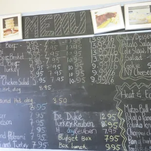 Sandwich menu