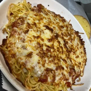Baked Spaghetti &amp; Meat Sauce