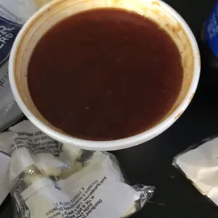 They're supposed to stir the chili before serving it.  Grease puddle
