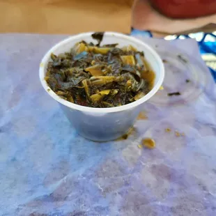 SMALL Collard Greens. Perfect texture, but very salty!
