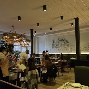 Interior of the dining room at Mr. Jiu's in San Francisco.