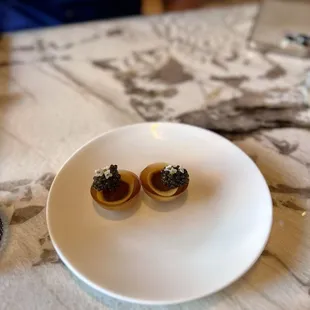 quail eggs with caviar