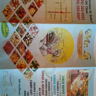 Menu front cover
