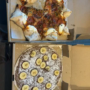 Star pizza and Nutella with bananas added for dessert