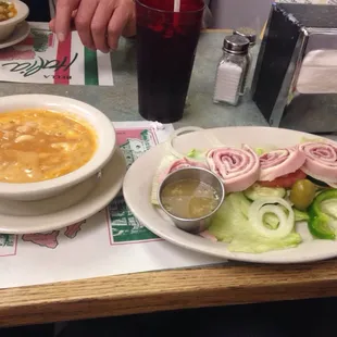 Yummy. Antipasto and pasta fagioli