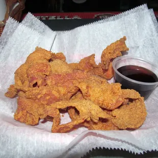 Chicken Fried Bacon with maple syrup