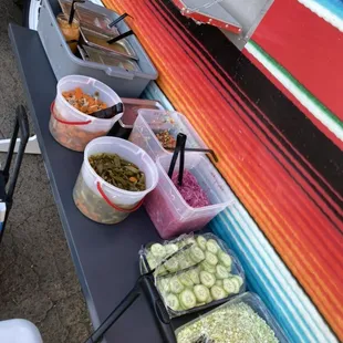 Our fixings and homemade salsas