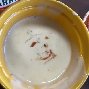 Cheese dip with a salsa smile