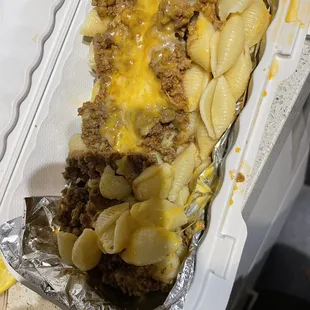 Carne Asada Mac? This is unseasoned ground beef, cheese and pasta!!!! I'm so upset.