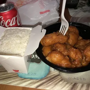 Orange Chicken And Steamed White Rice