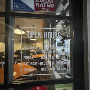 Operating hours posted.