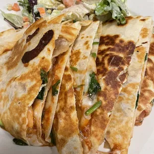 Shrimp and avocado quesadilla.