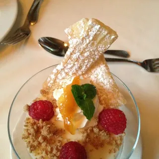 Meyer Lemon Posset w/ French Butter Cookies & Raspberries