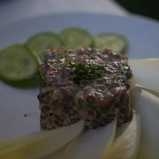 Tartar of &quot;Sushi Grade&quot; Ahi Tuna, Endive Spears, Cucumber Rounds